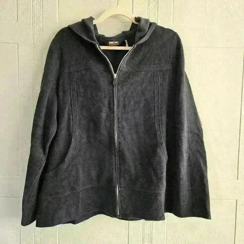 Kirkland Signature Navy Cotton Full Zipper Hoodie Size XXL NWOT